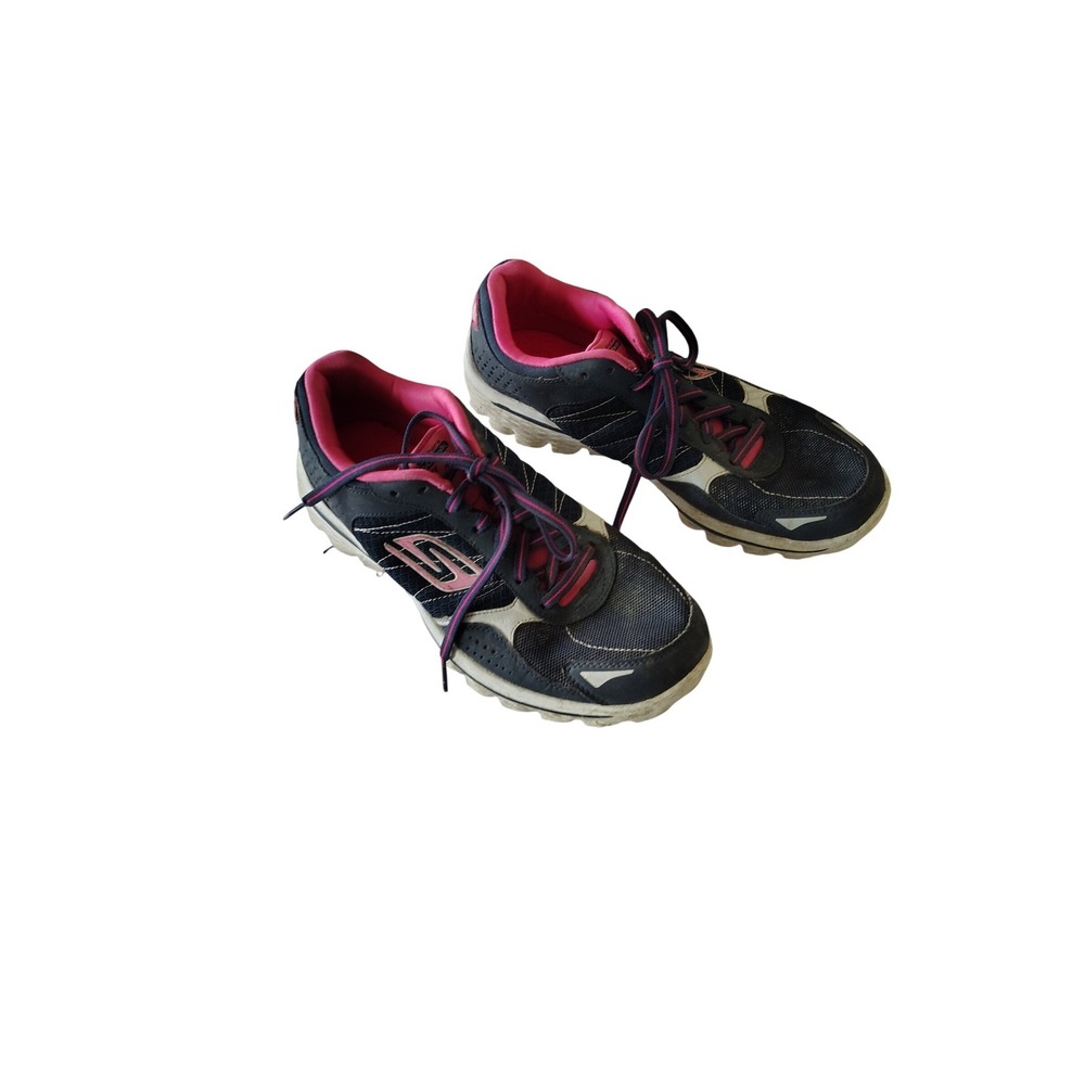 Skechers GoRun Navy Pink Leather Textile Running Shoes Sneakers Women 7.5 13960